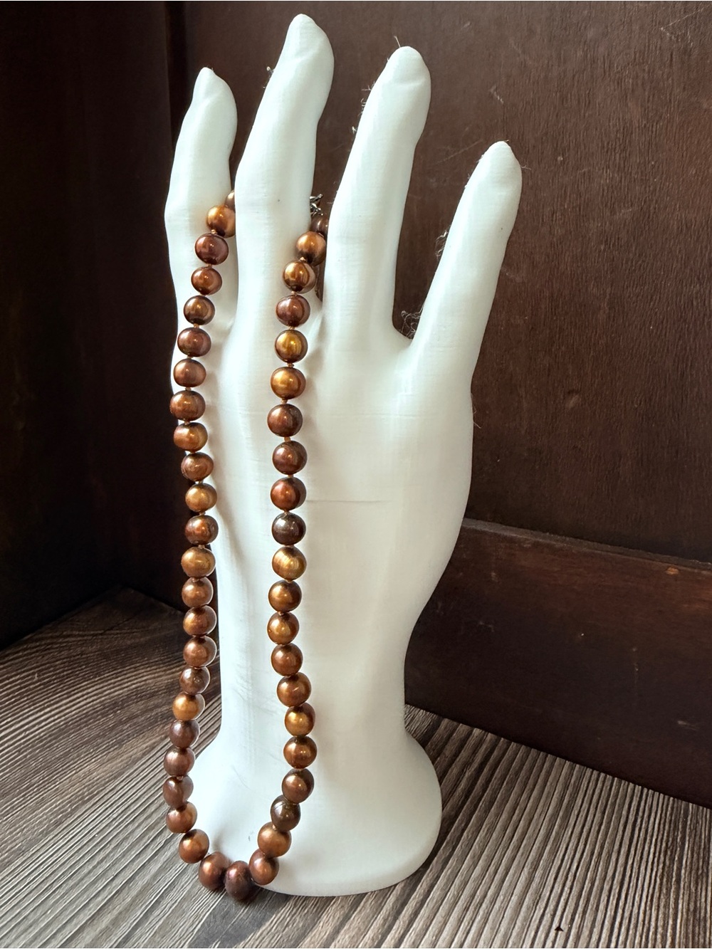 Bronze Brown Genuine Freshwater Pearl Necklace 8–9mm Baroque Pearls Boho Vintage